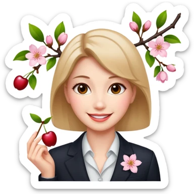business woman with cherry blossom sticker