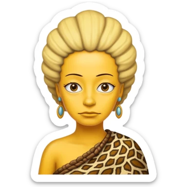 a simpson woman wearing ancient animal skin cloth, half body, icon, yellow skin sticker