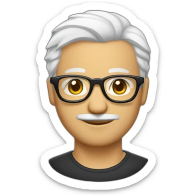 Viel homme mi-chauve cheveux courts blancs, avec lunettes rondes, sans moustache sticker