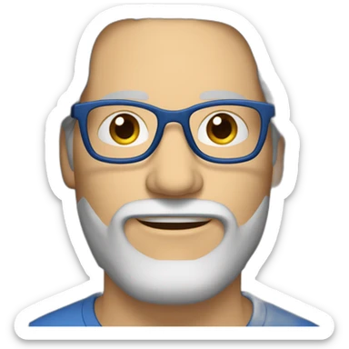 white-40-year-old-man-with-long-gray-hair-parted-in-the-middle,-brown-eyes,-blue-glasses,-no-beard,-no-moustache. sticker