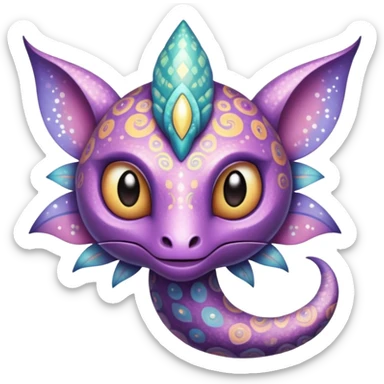 dark-pastel Randomly-colored sparkly exotic Fakémon-creature with random patterns sticker