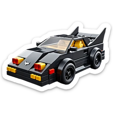  the animated series Batman aerodynamic opulent dark knight Lego futuristic concept loosely based on Toyota 1986 AE86 (flat long straight faceted mechanical body) winged stealthy street hot rod  sticker