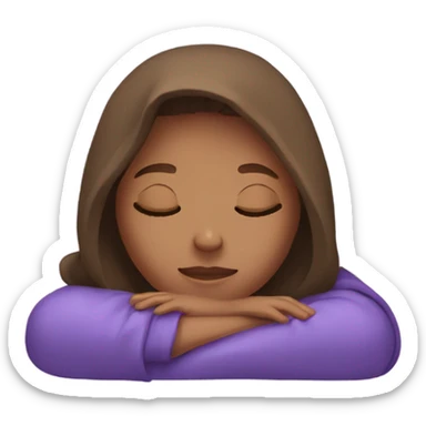 girl sleeping in a purple hoodie with brown hair sticker