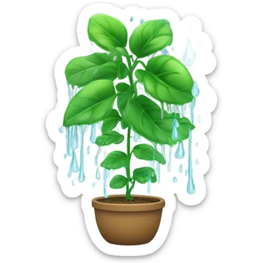 water a plant,  emoji focus on the plant, watering as a background. without human  sticker