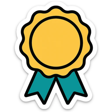 vector icon of a gold guarantee seal emblem with colorful accents, modern seal shape, elegant and minimalist flat design, isolated on white, award badge style, 2D flat vector, trending icon look, soft shadows, no text, commercial use sticker