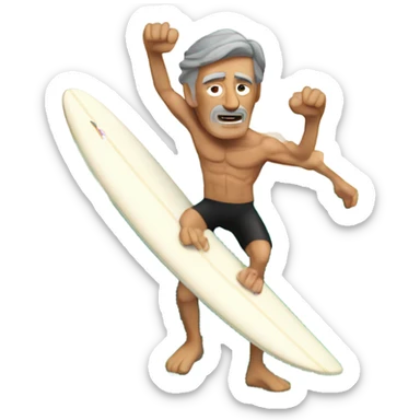 Dark haired old guy surfing in Mexico sticker