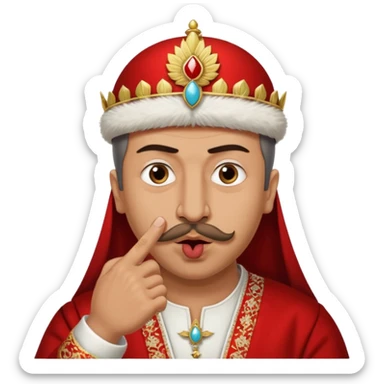 A turkish Sultan putting a finger in front of his mouth while his eyes are pure white, HE IS EXTREMELY INSANE AND CRAZY sticker
