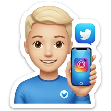 A realistic close-up photo of a professional-looking person smiling, with a blurred high-tech office background. Next to the person's face, there is a floating Instagram Blue Verified Badge. The lighting is cinematic, and the image looks like a high-end profile picture." sticker