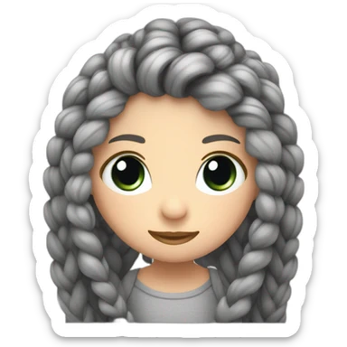 fotografa morocha pelo largo con trenzas y ojos grises, camara canon sticker