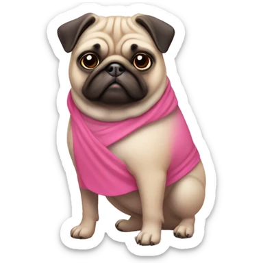 Fat Pug with pink skirt sticker