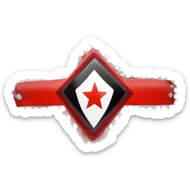 Bandera roja con diamante blanco en el centro que conecta con los bordes, y cuadrado negro dentro del diamante blanco que conecta con las lados del diamante sticker