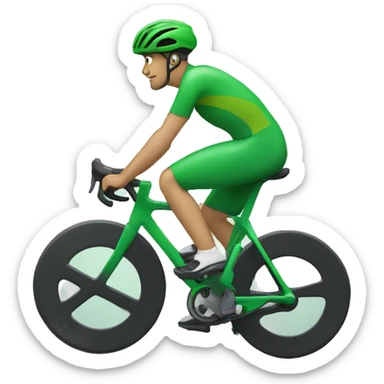 a cyclist in a green helmet sticker