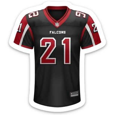 Black Atlanta falcons american football jersey featuring the number 21, ios emoji style sticker
