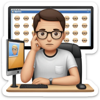 a shop owner who is not satisfied with local sales and is sad and tired of meta ads marketing getting no response sticker