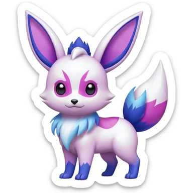 Shiny iridescent White with Violet and Indigo and pink markings Eevee-Zangoose-Pokémon-Digimon-Fakémon-fusion-hybrid-creature sticker