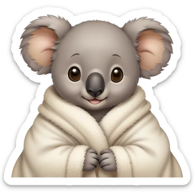 Cute baby koala cozy in blanket sticker