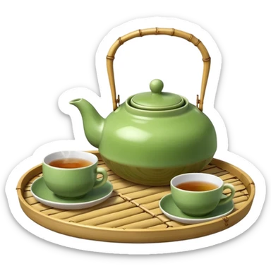 japan bamboo tray with a teapot and cup sticker