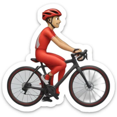Cyclist with red rout bike sticker