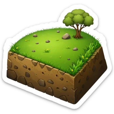 A slice of land. grass on top, dirt on the lower half. sticker