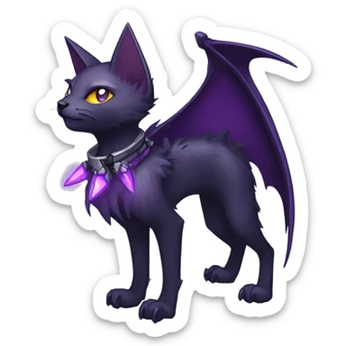 cool edgy black punk Purple ethereal fantasy nargacuga-bat-cat-Fakemon collar full body sticker