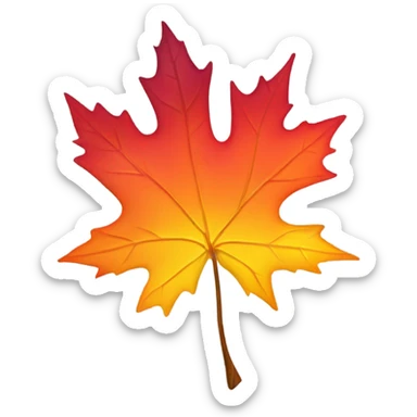 Orange, red, burgundy and yellow gradient Autumn Maple leaf  sticker