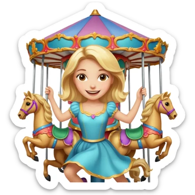 girl spinning inside of a carousel sticker