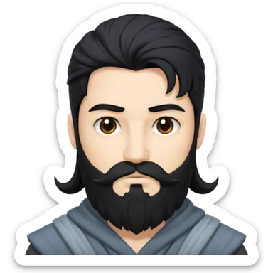 Boreas, God of the North Wind from Gods and Goddesses with black hair and beard, grey outfit sticker
