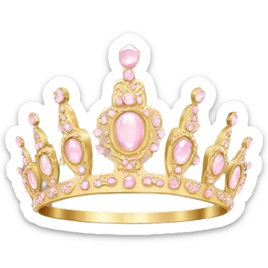 Royal gold tiara with pale pink jewels sticker