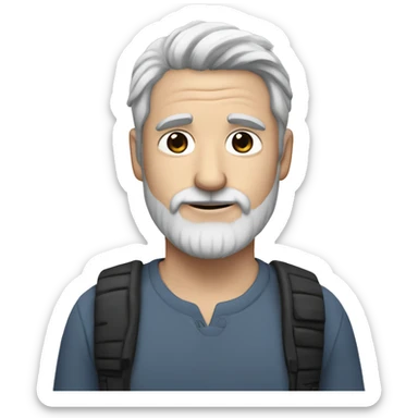 a 40 year old white man, with beard and grey hair, with a panda in his arms sticker