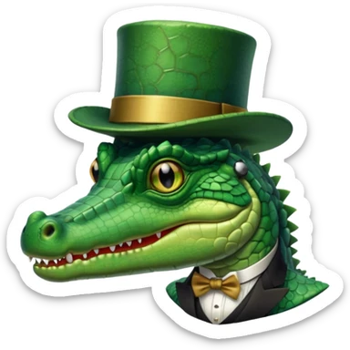Crocodile with a top hat and monocle sticker