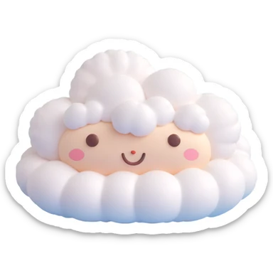 cute round pişmaniye sweet, fluffy cloud-like appearance, subtle thread details sticker