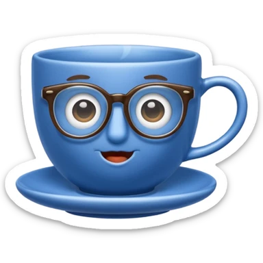 talking teacup blue with glassess sticker