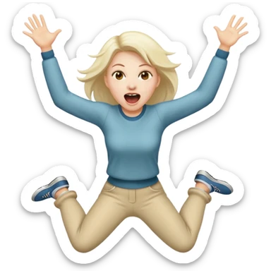 Woman jumping screaming “fraud” sticker