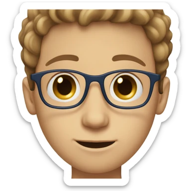 Jewish boy with blue eyes square glasses and straight light brown hair  sticker