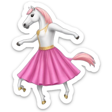 Dancing horse with pink skirt sticker