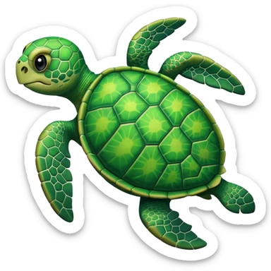 sea turtle, apple emoji style sticker