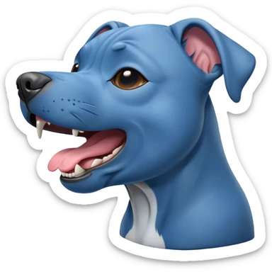 Cinematic Cute Yawning Blue Staffordshire Bull Terrier Portrait Emoji, Head tilted slightly with a dramatic, wide-open yawn, showcasing a smooth blue Fur with a refined texture, floppy ears slightly drooping, round dark eyes barely open in drowsy contentment, Simplified yet irresistibly adorable features, highly detailed, glowing with a soft, cozy glow, high shine, relaxed yet expressive, stylized with a touch of whimsy, bright and endearing, soft glowing outline, capturing the essence of a sleepy yet affectionate guardian, so drowsy it feels like it could stretch right out of the screen and curl up for a nap! sticker