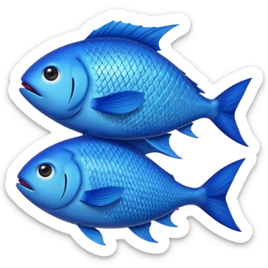 large pile of blue fish, iPhone Apple emoji style, something between 2D and 3D, variation 2 sticker