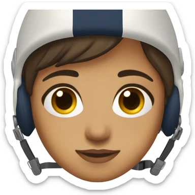 Female Navy helicopter pilot with medium short hair, brown eyes, dark face, white skin, pretty face, warm tone makeup sticker