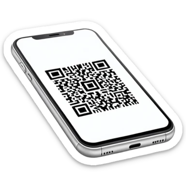 smartphone displaying a QR code on the screen sticker