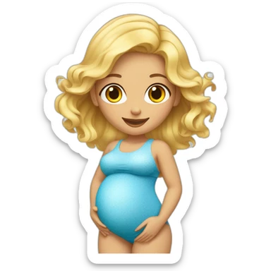 adorable pregnant blond full body women with beach-wave-hair sticker
