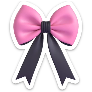 pink heart with a black bow knot and a ribbon sticker