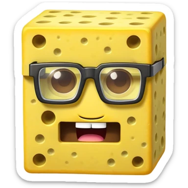 sponge with buck teeth and glasses wearing a Minecraft shirt sticker