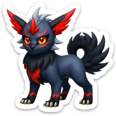 Handsome cool badass edgy Absol-Litten-Zorua-Giratina-Yveltal-Pokémon-Fakémon-fusion-hybrid-creature sticker