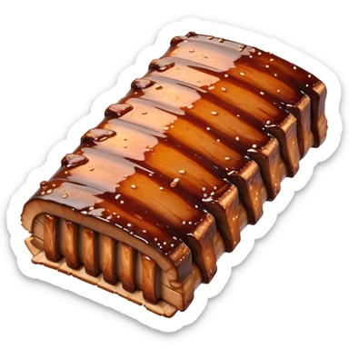 cinematic-realistic-barbeque-ribs-dish-emoji,-depicted-as-succulent,-slow-cooked-ribs-with-a-sticky-smoky-glaze-rendered-with-rich-textures-and-dynamic,-appetizing-lighting. sticker