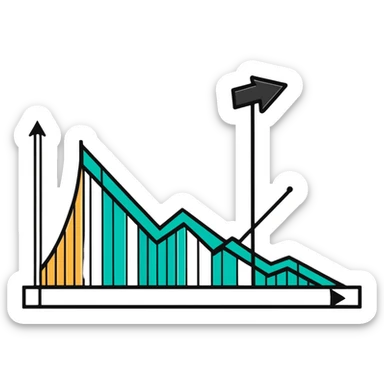 graph showing decline with downward arrow sticker