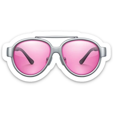 pink lens safety glasses with reflective silver frame, industrial protection sticker