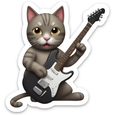 Cat with electro guitar  sticker