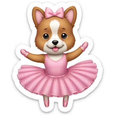 Dog wearing a cute pink ballerina dress  sticker