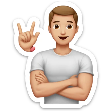 Arms crossed holding neck with tounge out guy sticker